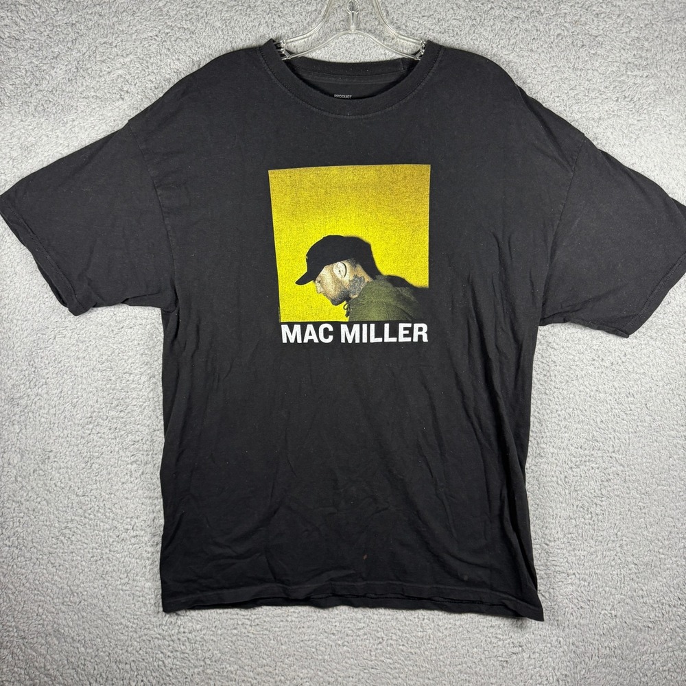 Mac Miller Graphic T-Shirt Mens XL Black Yellow Square Rap Tee Spencer Gifts